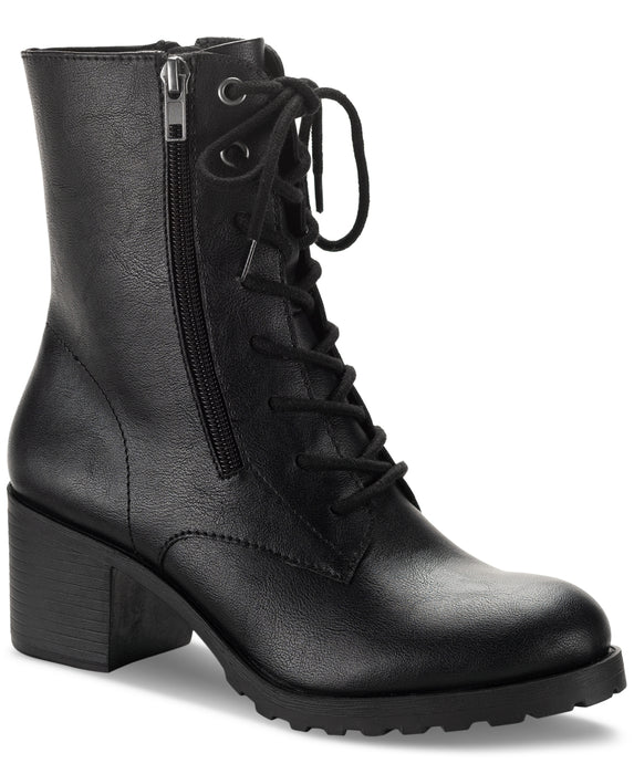 SUN STONE Womens Sheilaa Combat & Lace-Up Boots Black 5 Medium (B,M)