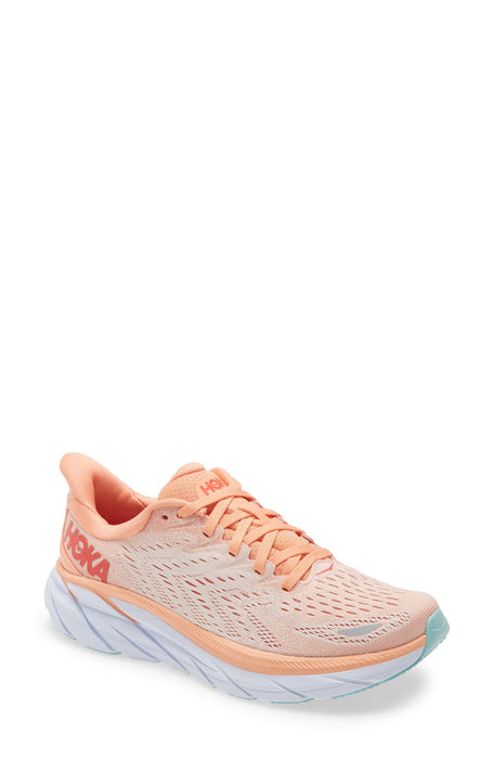 HOKA Women's Clifton 8 Running Shoes, Cantaloupe/Silver Peony, 11