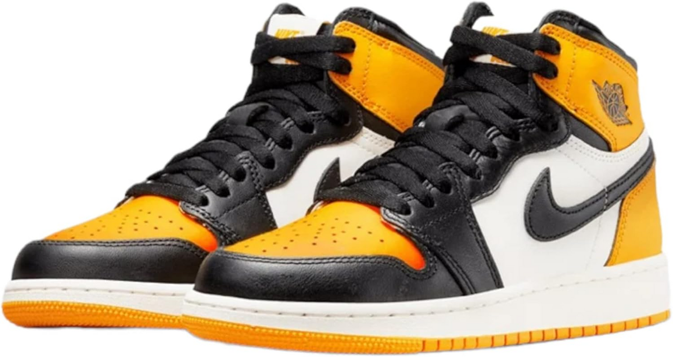 Jordan Boy's Air 1 Retro High OG, Taxi/Black/Sail, 6.5 Big Kid