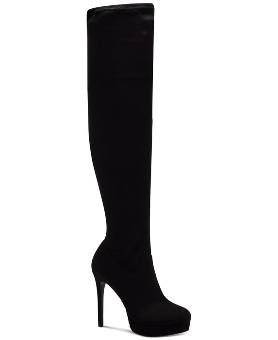 THALIA SODI Womens Black 1 Platform Padded Clarissa Almond Toe Stiletto Zip-up Dress Boots 10 M