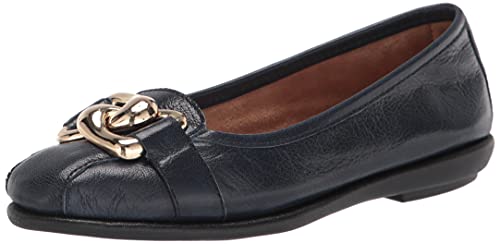 Aerosoles womens Bristol Ballet Flat, Navy Leather, 7.5 US