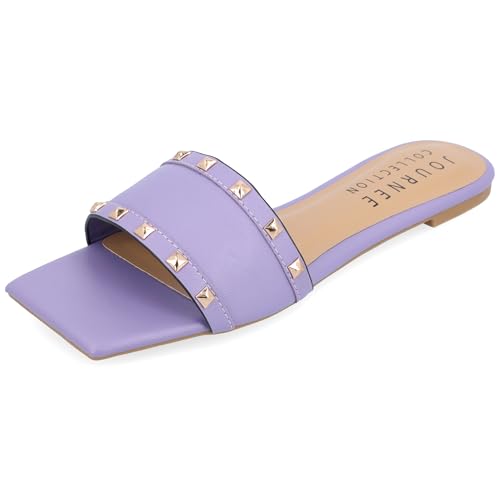 Journee Collection Women's Treena Slides, Purple, 7.5