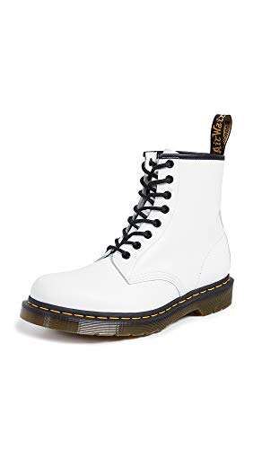 Dr. Martens 1460 Smooth Leather 8 Eye Boot, White, 10 Women/9 Men