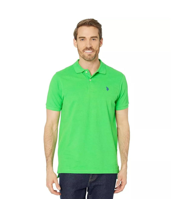 U.S. POLO ASSN. Solid Cotton Pique Polo with Small Pony Hockney Green SM