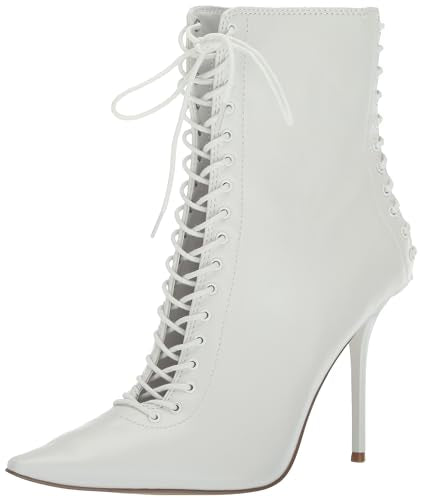 Steve Madden Women's Allnight Ankle Boot, White Leather, 7