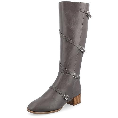 Journee Collection Women's Elettra Knee High Boots, Grey, 8.5