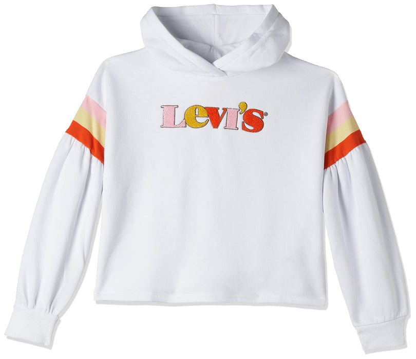Levis Girls Full Sleeve High-Rise Hoodie (Big Kids) White SM (7-8 Big Kid)