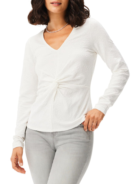 NIC+ZOE Twist Front Lace Knit Top Milk White SM (US 4-6)