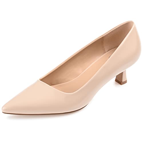 Journee Collection Women's Celica Slip On Kitten Heel Pointed Toe Pumps