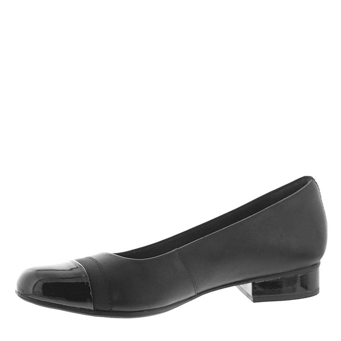 Clarks womens Juliet Monte Pump, Black Leather/Synthetic, 7.5 US