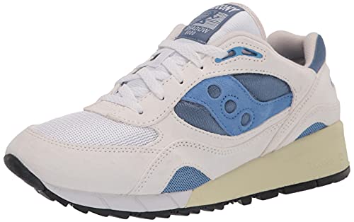 Saucony unisex adult Shadow 6000 Sneaker, White/Blue, 14 Women Men US