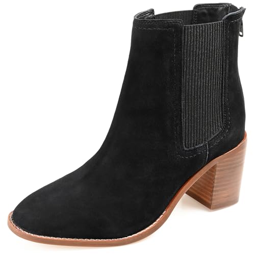 Journee Signature Womens Tazlyn Stacked Heel Booties, 9 Medium, Black, Black, 9