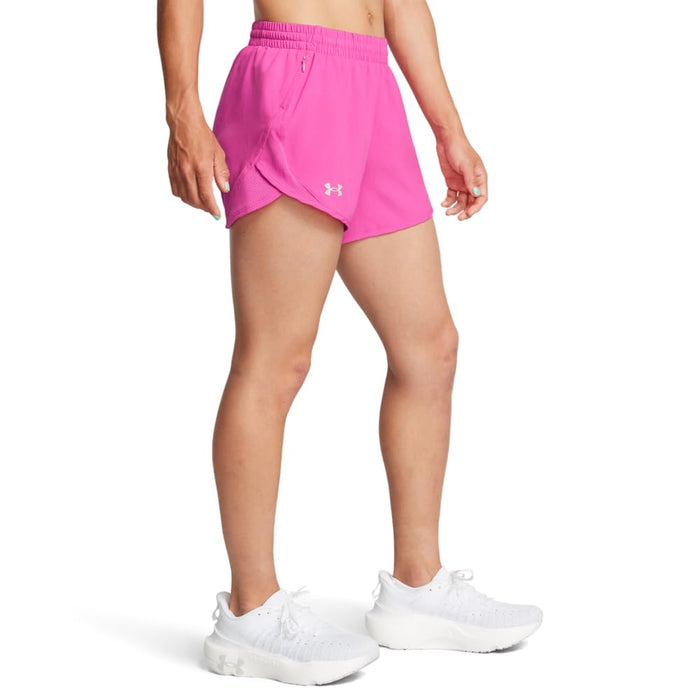 Under Armour Womens Fly By Shorts Rebel Pink/Rebel Pink/Reflective Large