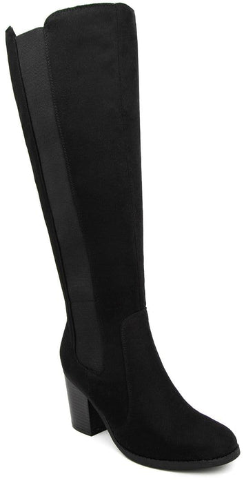 Sugar Women's Riding Boots Heeled Knee High Boot with Tall Shaft- Willetta Black Oil Fabric-6