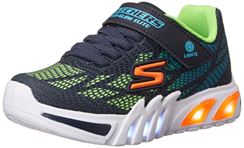 Skechers Kids Boys Flex-Glow Elite-Vorlo Sneaker, Navy/Multi, 11