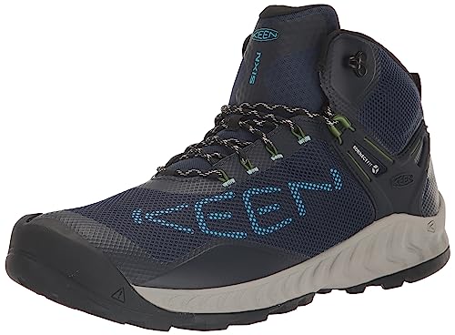 KEEN Men's NXIS Evo Mid Height Waterproof Fast Packing Hiking Boots, Naval Academy/Ipanema, 11