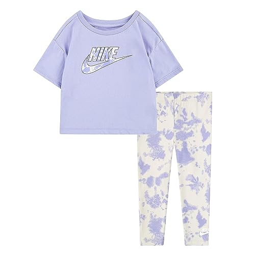 Nike Baby Girls Cloud Wash Leggings Set (Toddler) Light Thistle 4 Toddler