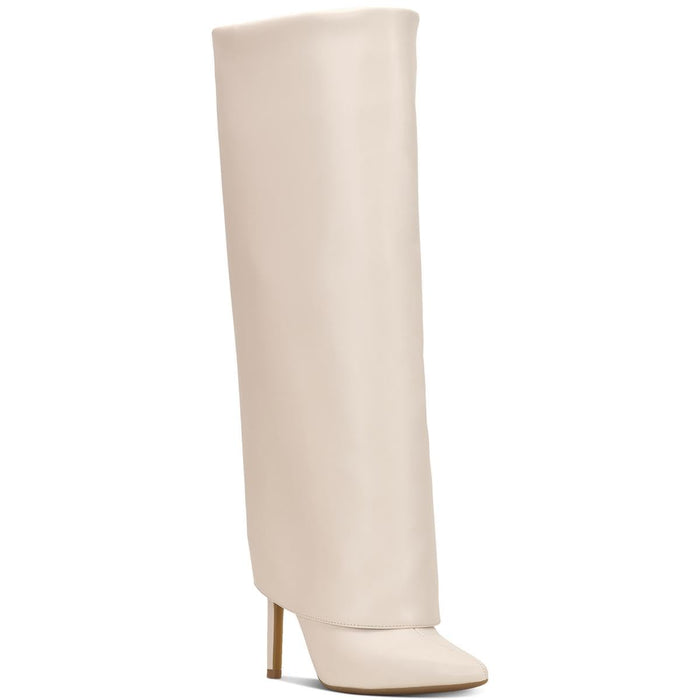 INC Women's Skykar Knee High Boots, Off White Smooth, 5.5