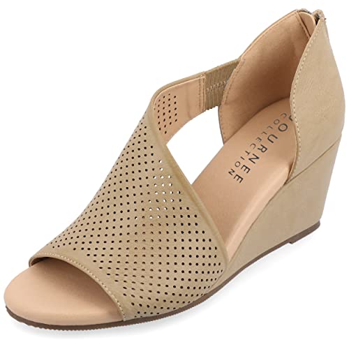 Journee Collection Womens' Aretha Peep Toe Wedge Heel Pumps