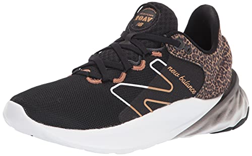 New Balance Women's Fresh Foam Roav V2 Sneaker, Black/White/Copper Metallic, 7.5