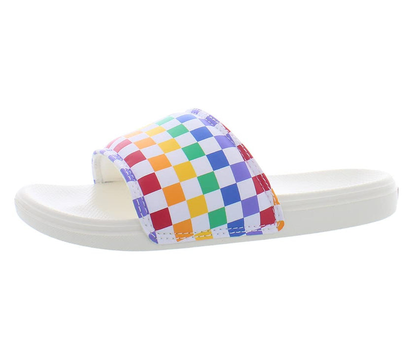 Vans Girl's La Costa Slide-On (Big Kid) (Checkerboard) Rainbow/Marshmallow 4 Big Kid M