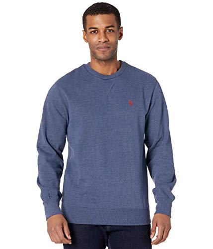 U.S. POLO ASSN. Pop Over Crew Neck Fleece Rinse Blue Heather SM