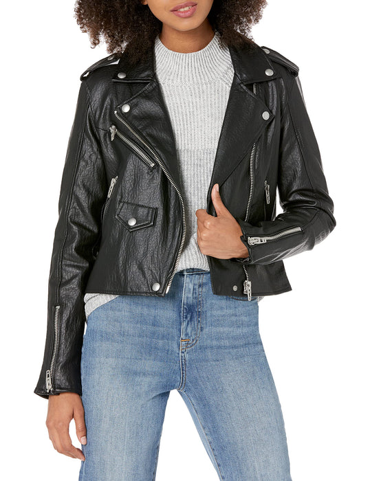 Blank NYC Leather Cropped Moto Jacket Morning Gram XS