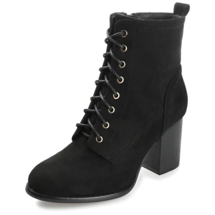 Journee Collection Women's Baylor Lace Up Stacked Heel Booties