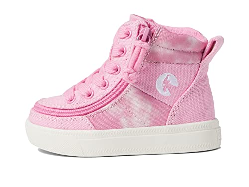 BILLY Footwear Kids Street Hi-Top for Toddlers - Zip Around Closure, Cushioned & Removable Insole Sleek Style Sneakers - Pink Tie-Dye 6 Toddler M