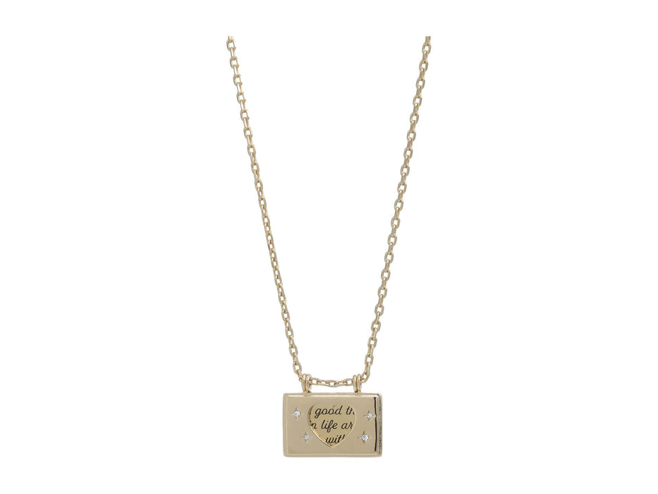 Alex and Ani Love and Heart Flip Charm Adjustable Necklace Shiny Gold One Size