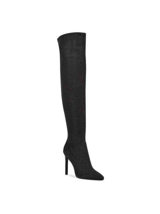 Nine West Womens Tacy 3 Faux leather Over-The-Knee Boots Black 6 Medium (B,M)