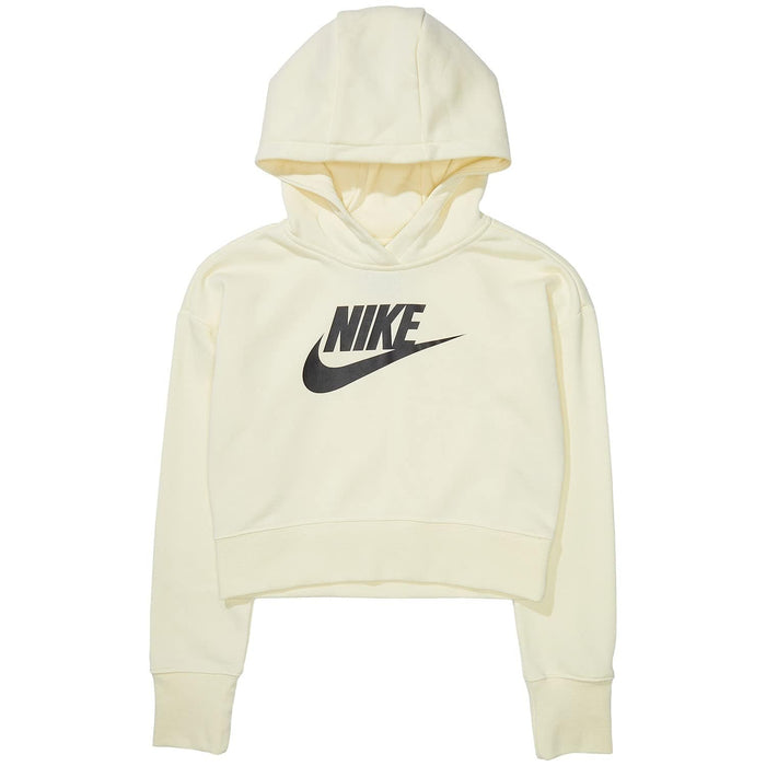 Nike Kids Girls Fleece Crop Hoodie Coconut XS Little Kid
