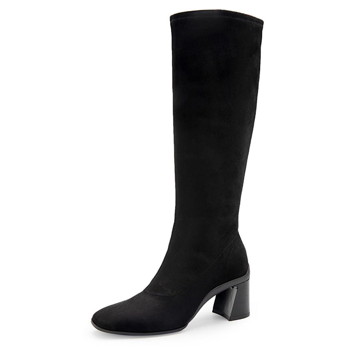 Aerosoles Women's CENTOLA Knee High Boot, Black Stretch Nappa PU, 8.5 Wide