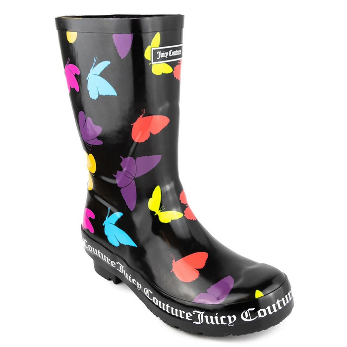 Juicy Couture Women's Comfort Rain Boots, Totally Black Multi, 10