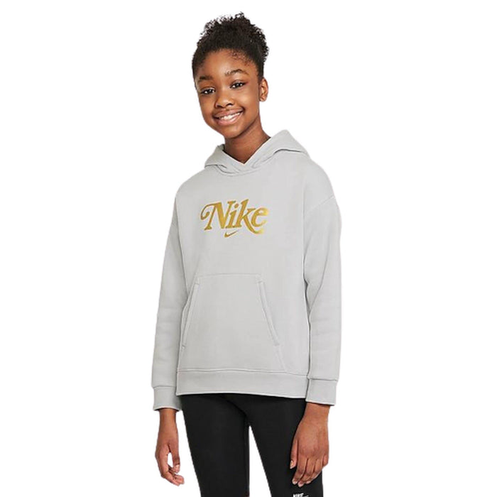Nike Kids Girls BF Fleece Hoodie Grey XS Little Kid