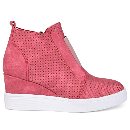 Brinley Co Womens' Clayre Athleisure Laser cut Side-zip Sneaker Wedges