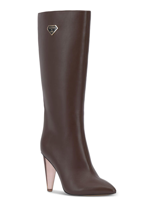 INC Womens Charlotte Faux Leather Knee-High Boots Brown