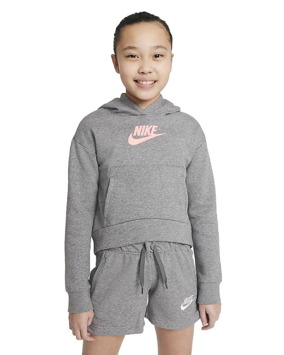 Nike Kids Girls Club Fleece Hoodie Heather S Big Kid
