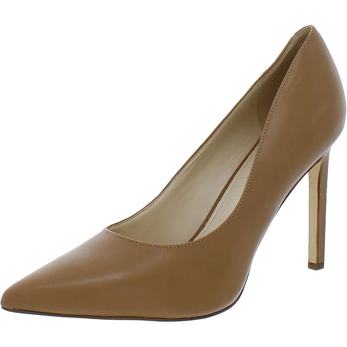 Nine West Womens Tatiana Leather Stiletto Dress Pumps Tan 8 Wide (C,D,W)