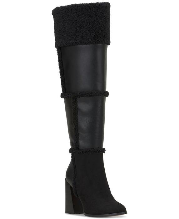 Jessica Simpson Women's Restina Over-The-Knee Boots, Black Faux Leather, 7