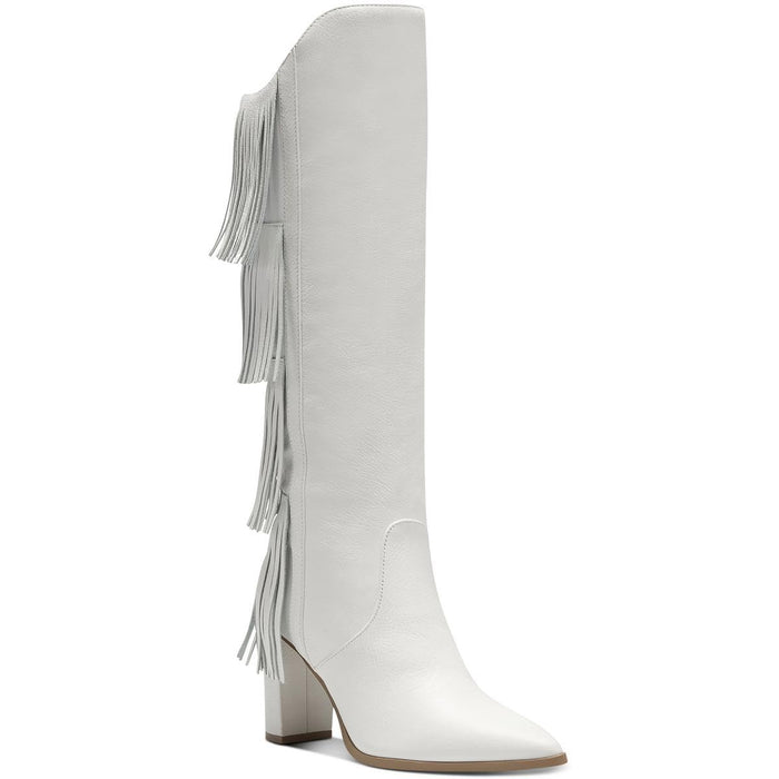 INC Womens Yomesa Fringe Pointed toe Knee-High Boots White 7.5 Medium (B,M)