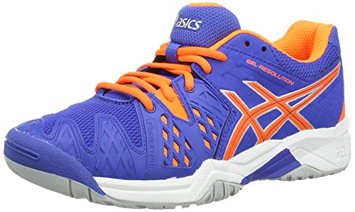 ASICS Kids Gel Resolution 6 GS Tennis Shoes, Blue Blue Flash Orange Silver 4230, 7