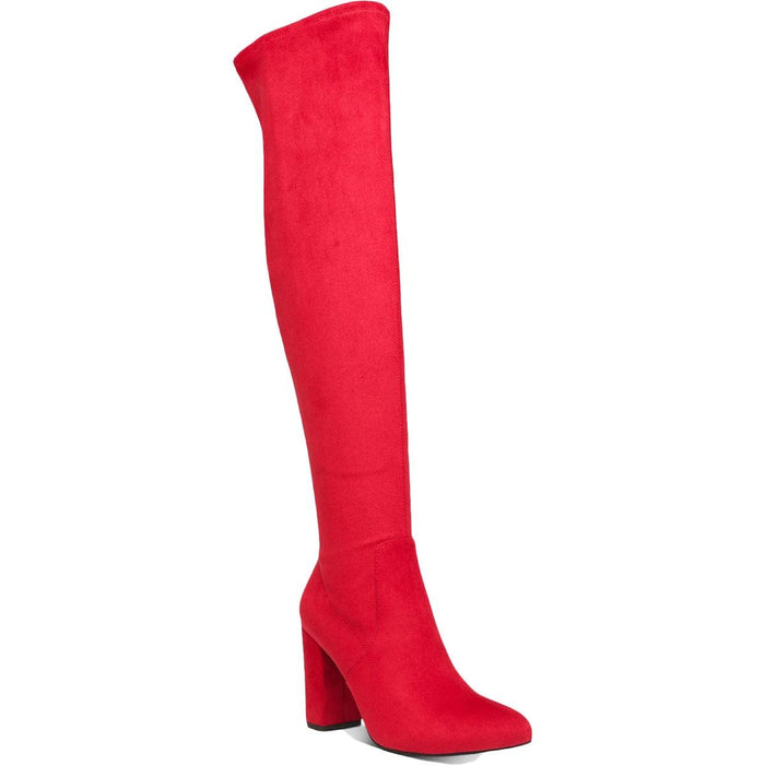 Wild Pair Womens Bravy Microsuede Over-The-Knee Boots Red 5.5 Medium (B,M)