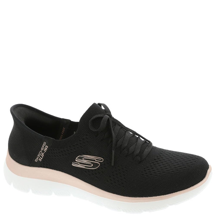 Skechers Summits Slip Ins Womens' Sneakers, Black/Rose Gold, 7