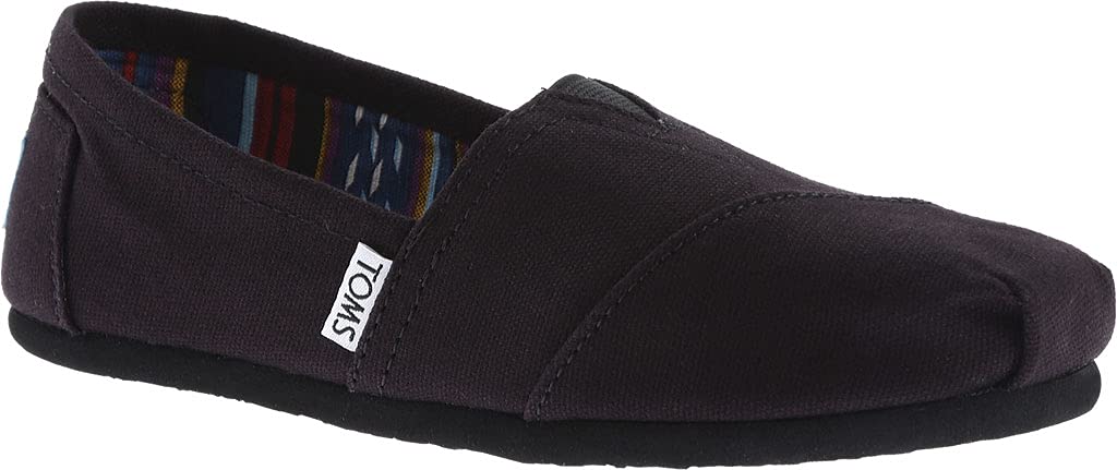 TOMS Women's Core Classics Flats, Black on Black Canvas, 7