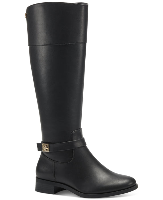 CHARTER CLUB Womens Buckle Accent Johannes Round Toe Zip-up Riding Boot