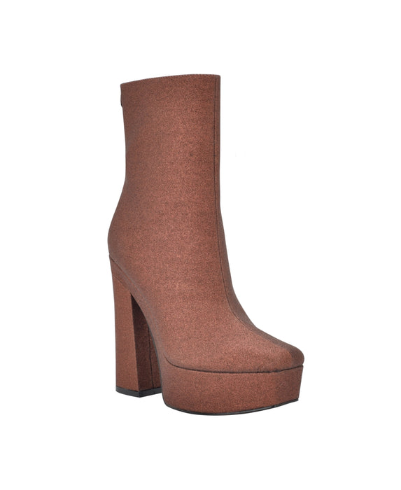 GUESS Womens' Byra Patent Square Toe Block Heels Dress Boots
