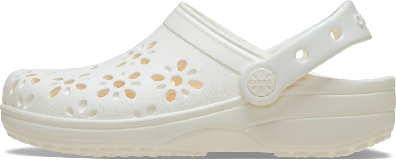 Crocs Toddler Classic Clogs Floral Cut Out Chalk Toddler 6 M