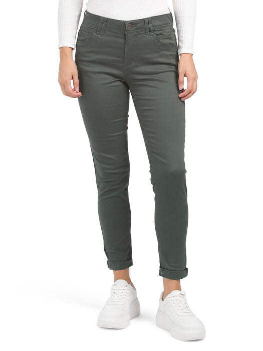 Democracy Womens Cropped 28 in. Ab-Technology Pants 10 Dark Green