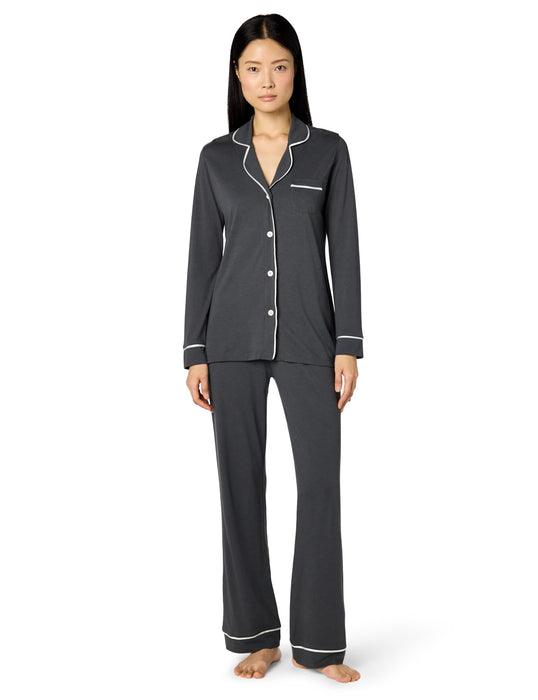 Cosabella Bella Long Sleeve Top Pants Set Anthracite/Ivory 3X